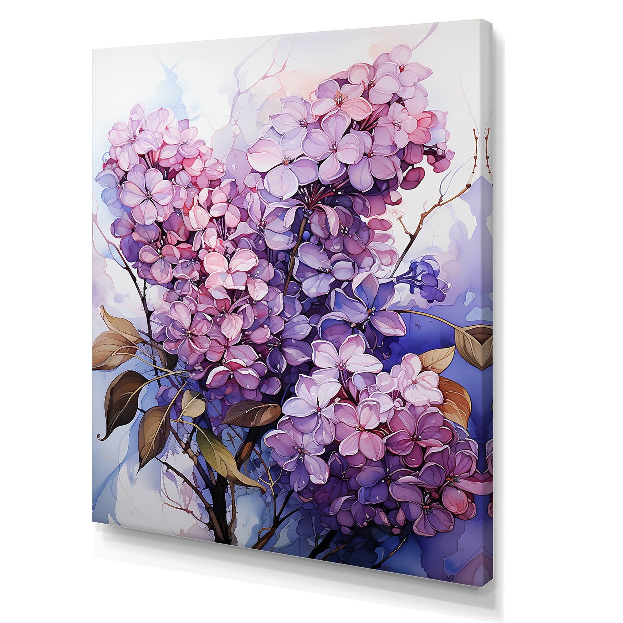 Designart "Lilacs Organic Flow Grace I" Lilacs Wall Art Bed Bath